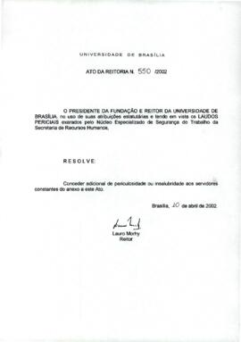 Ato da Reitoria nº 0550/2002