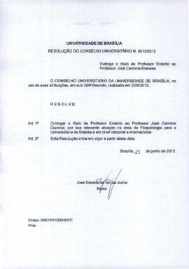Resolução do Conselho Universitário nº 0013/2012