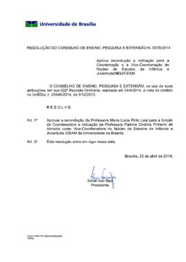 Resolução do Conselho de Ensino, Pesquisa e Extensão nº 0078/2014