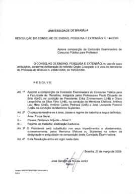 Resolução do Conselho de Ensino, Pesquisa e Extensão nº 0144/2009