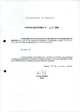 Ato da Reitoria nº 0168/2001