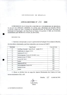 Ato da Reitoria nº 0251/2000