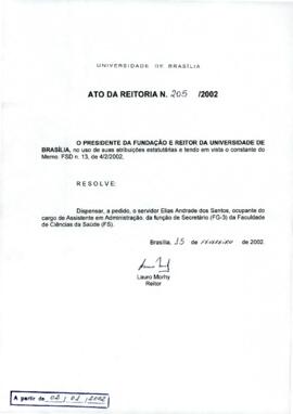 Ato da Reitoria nº 0205/2002