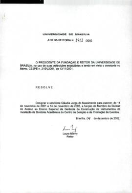 Ato da Reitoria nº 1951/2002