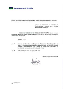 Resolução do Conselho de Ensino, Pesquisa e Extensão nº 0150/2014