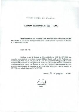 Ato da Reitoria nº 0063/2002