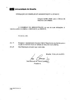 Resolução do Conselho de Administração nº 0016/2015