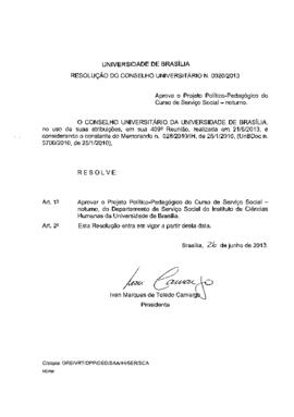 Resolução do Conselho Universitário nº 0020/2013