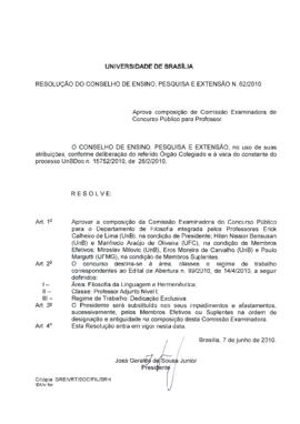 Resolução do Conselho de Ensino, Pesquisa e Extensão nº 0062/2010