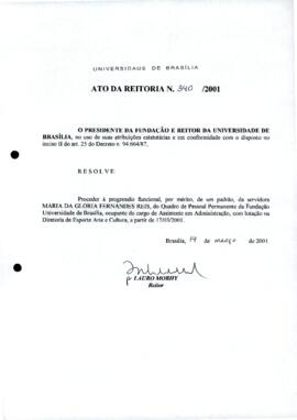 Ato da Reitoria nº 0340/2001