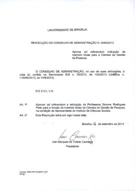 Resolução do Conselho de Administração nº 0058/2013