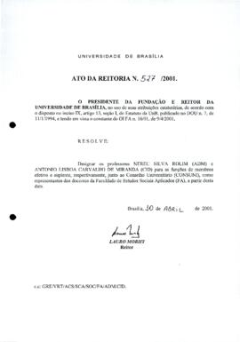 Ato da Reitoria nº 0527/2001