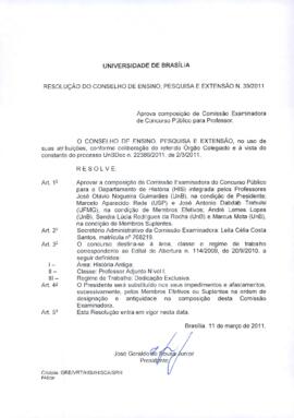 Resolução do Conselho de Ensino, Pesquisa e Extensão nº 0039/2011