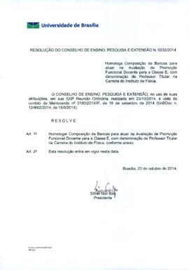 Resolução do Conselho de Ensino, Pesquisa e Extensão nº 0232/2014