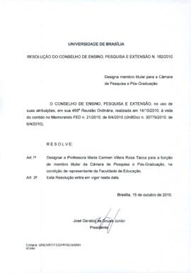 Resolução do Conselho de Ensino, Pesquisa e Extensão nº 0182/2010