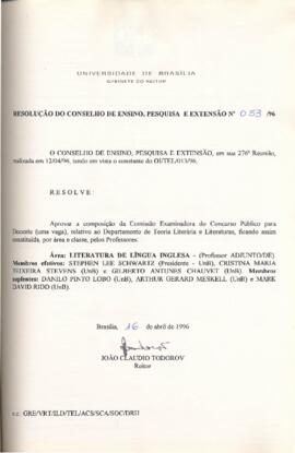 Resolução do Conselho de Ensino, Pesquisa e Extensão nº 0053/1996