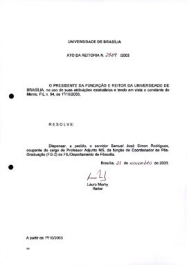 Ato da Reitoria nº 2569/2003