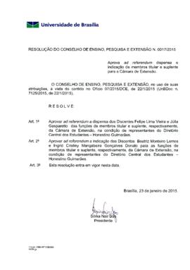 Resolução do Conselho de Ensino, Pesquisa e Extensão nº 0017/2015