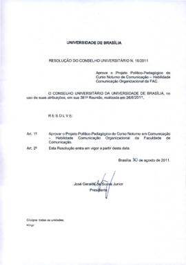 Resolução do Conselho Universitário nº 0016/2011