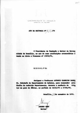 Ato da Reitoria nº 1013/1974