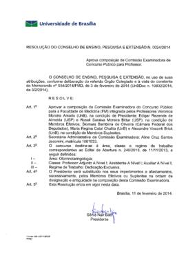 Resolução do Conselho de Ensino, Pesquisa e Extensão nº 0024/2014