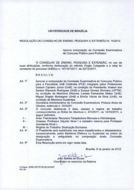 Resolução do Conselho de Ensino, Pesquisa e Extensão nº 0014/2012