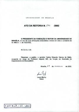 Ato da Reitoria nº 0291/2002