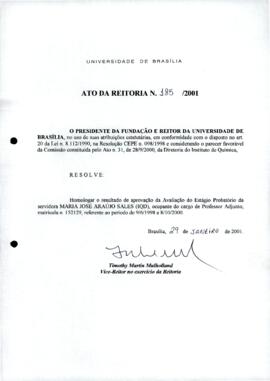 Ato da Reitoria nº 0185/2001