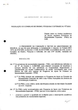 Resolução do Conselho de Ensino, Pesquisa e Extensão nº 0048/2003
