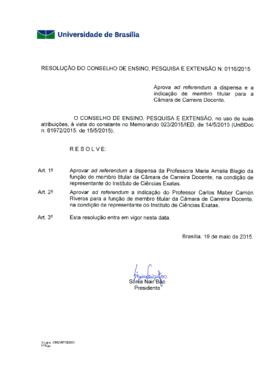 Resolução do Conselho de Ensino, Pesquisa e Extensão nº 0116/2015
