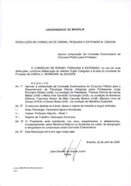 Resolução do Conselho de Ensino, Pesquisa e Extensão nº 0239/2009
