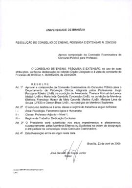 Resolução do Conselho de Ensino, Pesquisa e Extensão nº 0239/2009