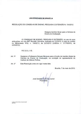 Resolução do Conselho de Ensino, Pesquisa e Extensão nº 0104/2012