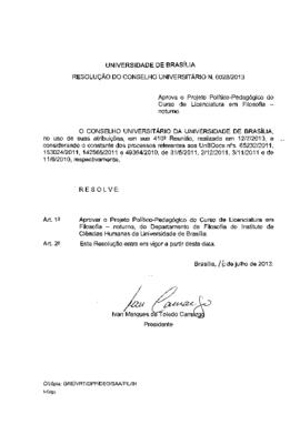 Resolução do Conselho Universitário nº 0028/2013