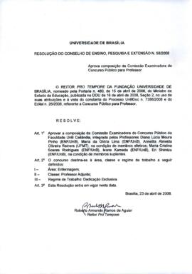 Resolução do Conselho de Ensino, Pesquisa e Extensão nº 0058/2008