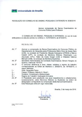 Resolução do Conselho de Ensino, Pesquisa e Extensão nº 0036/2016