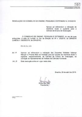 Resolução do Conselho de Ensino, Pesquisa e Extensão nº 0103/2016