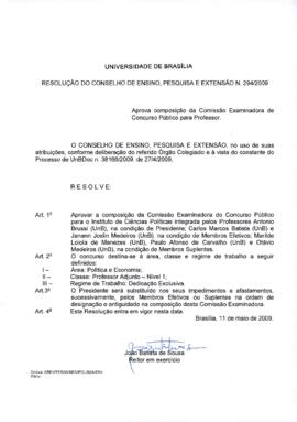 Resolução do Conselho de Ensino, Pesquisa e Extensão nº 0294/2009