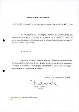 Resolução do Conselho de Ensino, Pesquisa e Extensão nº 0183/2006