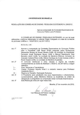 Resolução do Conselho de Ensino, Pesquisa e Extensão nº 0239/2012
