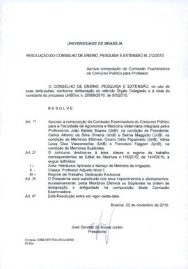 Resolução do Conselho de Ensino, Pesquisa e Extensão nº 0212/2010