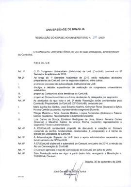 Resolução do Conselho Universitário nº 0028/2009