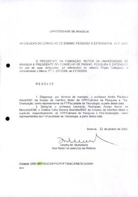 Resolução do Conselho de Ensino, Pesquisa e Extensão nº 0001/2005