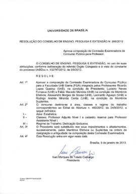 Resolução do Conselho de Ensino, Pesquisa e Extensão nº 0266/2012