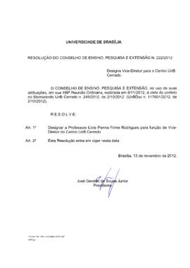 Resolução do Conselho de Ensino, Pesquisa e Extensão nº 0222/2012