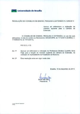 Resolução do Conselho de Ensino, Pesquisa e Extensão nº 0259/2014