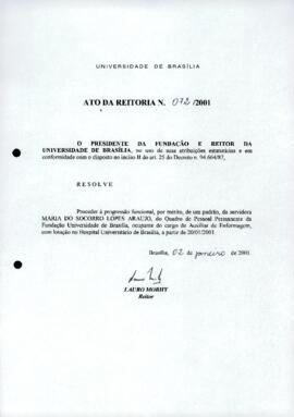 Ato da Reitoria nº 0072/2001