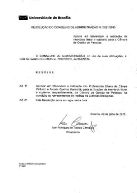 Resolução do Conselho de Administração nº 0021/2015