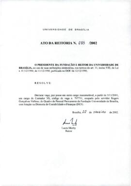 Ato da Reitoria nº 0085/2002