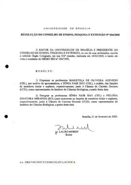 Resolução do Conselho de Ensino, Pesquisa e Extensão nº 0004/2000